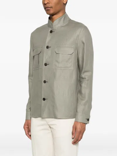 Corneliani Button Flap-pocket Jacket In Gray