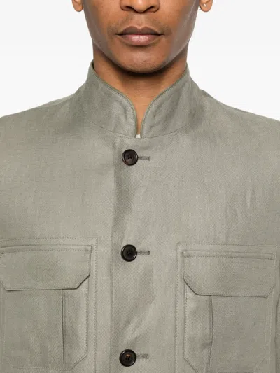 Corneliani Button Flap-pocket Jacket In Gray
