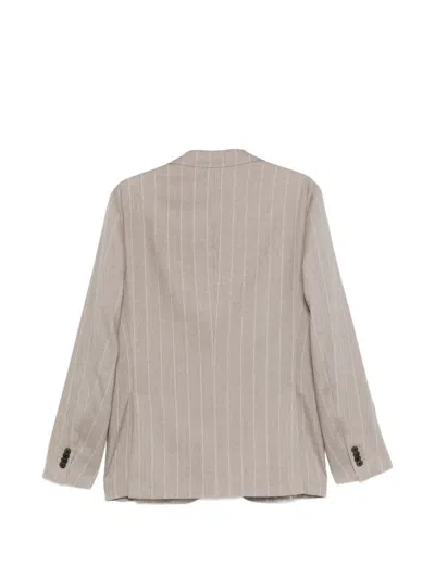 Corneliani Striped Single-breasted Blazer In Neutral