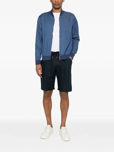 Kiton Zip Bomber Jacket In Blue