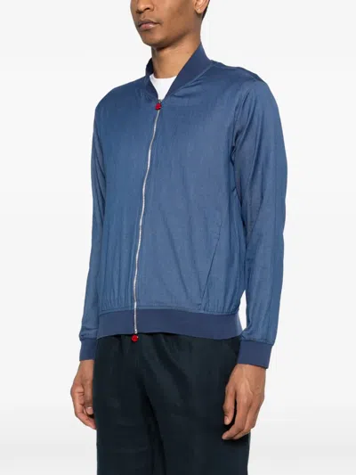 Kiton Zip Bomber Jacket In Blue