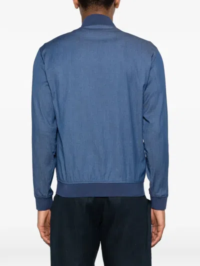 Kiton Zip Bomber Jacket In Blue