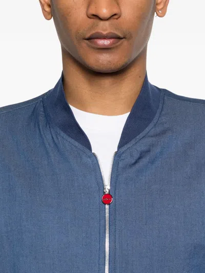 Kiton Zip Bomber Jacket In Blue
