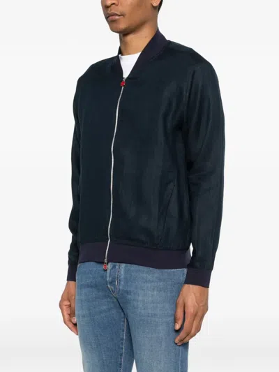 Kiton Zip Bomber Jacket In Blue