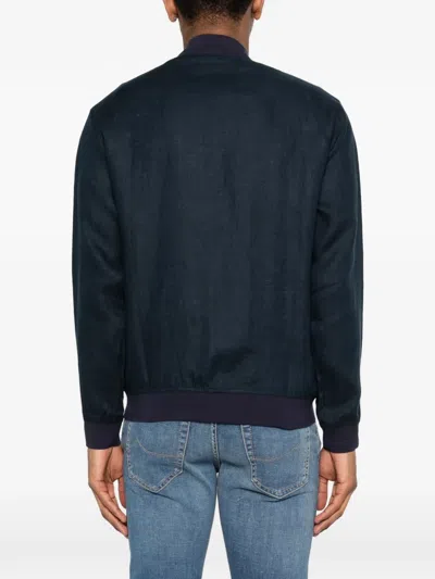 Kiton Zip Bomber Jacket In Blue