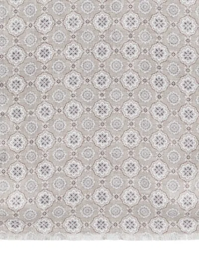 Dell'oglio Creta Patterned Scarf In Gray