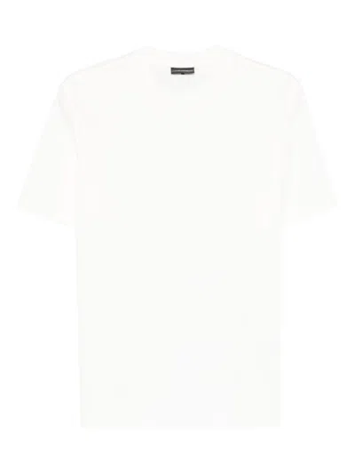 Emporio Armani Asv Domed Logo Pima-jersey T-shirt In White