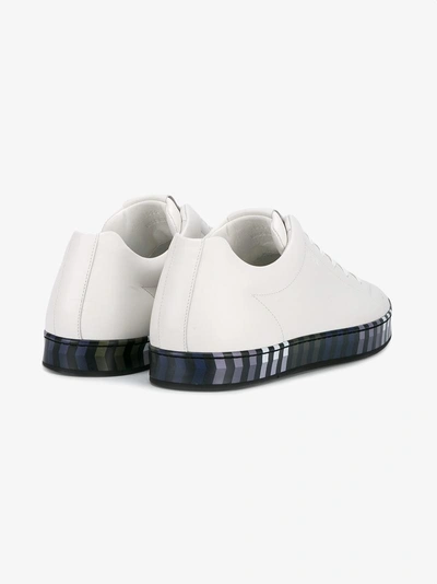 Shop Fendi Contrast Sole Leather Sneakers In White