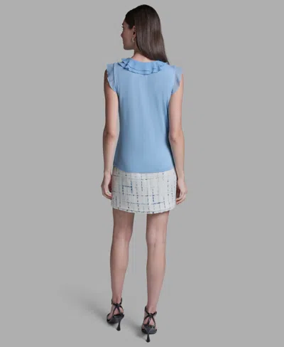 Bcbg Women's V-neck Ruffle Front Pull-on Top In Blue