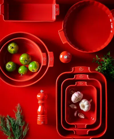 Peugeot Appolia Rectangular Ceramic Baking Dish, 10" X 8" In Red