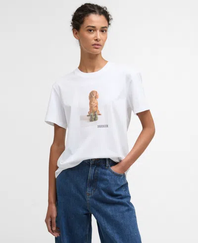 Barbour Bedale Cotton T Shirt With Print In White