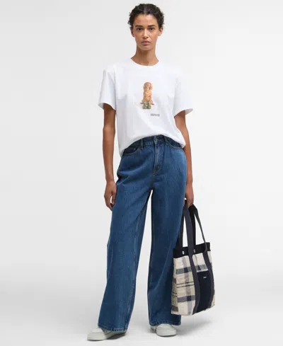 Barbour Bedale Cotton T Shirt With Print In White