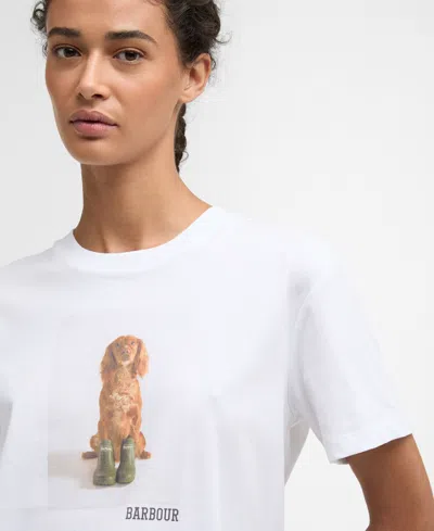 Barbour Bedale Cotton T Shirt With Print In White