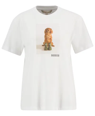 Barbour Bedale Cotton T Shirt With Print In White