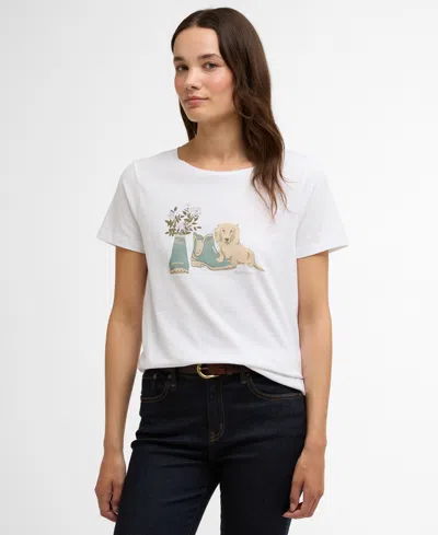Barbour Brambles Cotton Graphic T-shirt In White