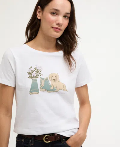 Barbour Brambles Cotton Graphic T-shirt In White