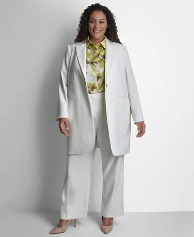 Dkny Plus Size Notch Collar Buttoned Jacket In Gray