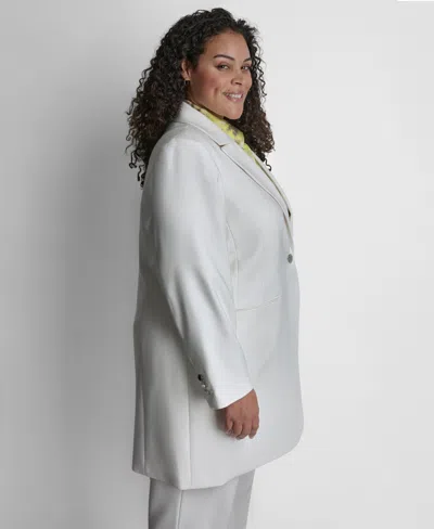 Dkny Plus Size Notch Collar Buttoned Jacket In Gray