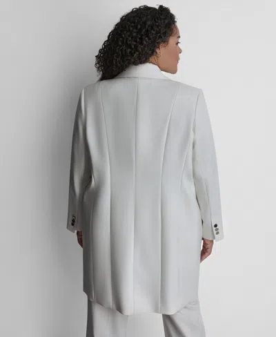 Dkny Plus Size Notch Collar Buttoned Jacket In Gray