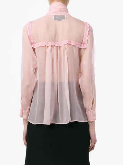 Shop Gucci Ladies Pink And Purple Silk Classic Sheer Blouse, Size: 44 In Pink/purple