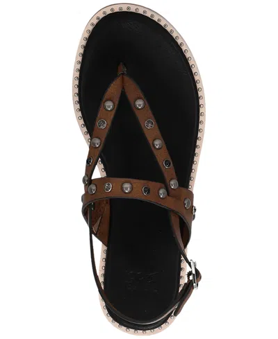 Frye And Co Bucky Studded Thong In Brown