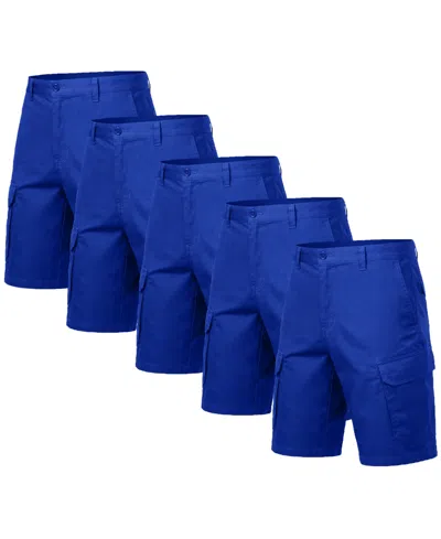 Blu Rock Men's Cotton Flex-stretch Cargo Shorts-5 Pack In Blue