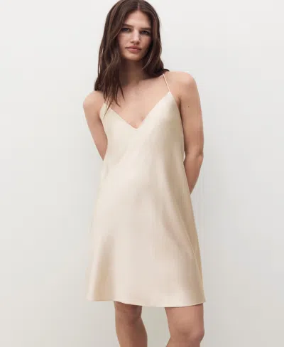 Mango Silk Blend Nightgown In Neutral