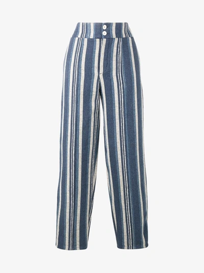 Shop Chloé Gestreifte Canvas-hose In Blue