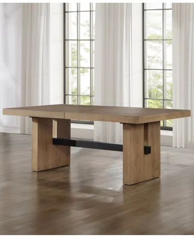 Macy's Macai 5-pc. Wood Dining Set (rectangular Table + 4 Upholstered Side Chairs) In Brown