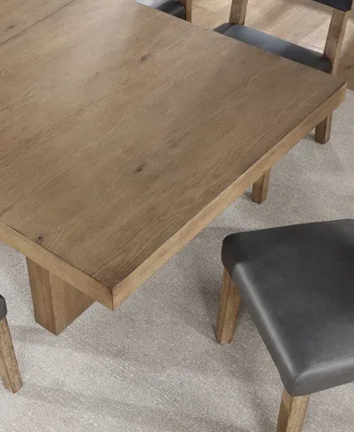 Macy's Macai 9-pc. Wood Dining Table Set (rectangular Table + 8 Faux Leather Side Chairs) In Gray