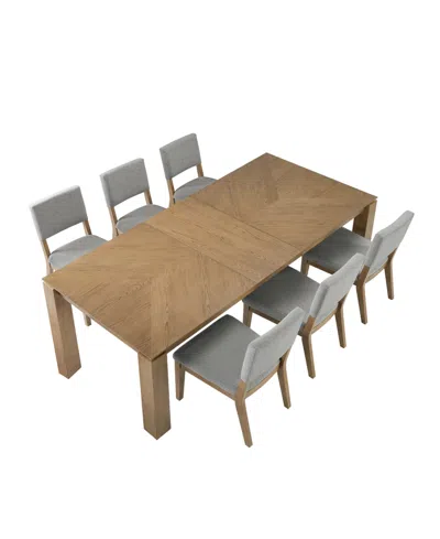 Macy's Selby 7-pc. Dinning Set (1 Dining Table + 6 Chairs) In Gray