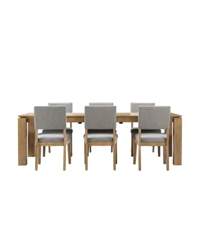 Macy's Selby 7-pc. Dinning Set (1 Dining Table + 6 Chairs) In Gray