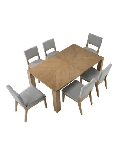 Macy's Selby 7-pc. Dinning Set (1 Dining Table + 6 Chairs) In Gray