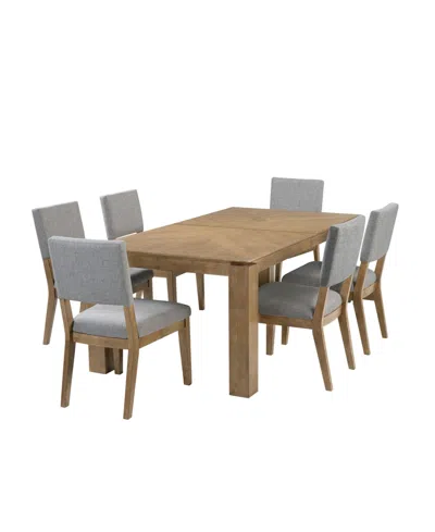 Macy's Selby 7-pc. Dinning Set (1 Dining Table + 6 Chairs) In Gray