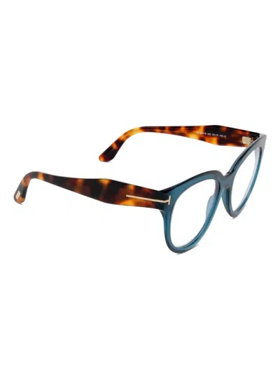 Tom Ford Round-frame Glasses In Blue