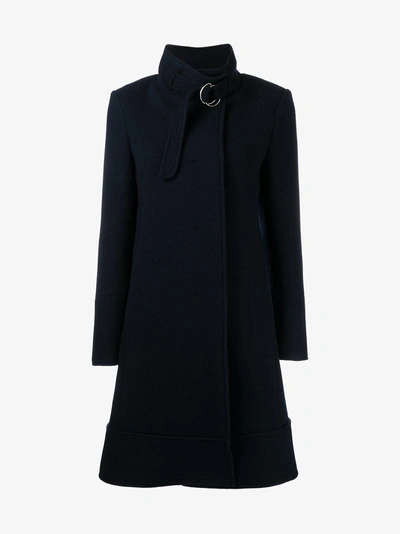 Shop Chloé Belted Stand-up Collar Coat In Blue