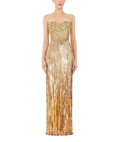Jenny Packham Cesonia Embellished Strapless Maxi Dress In Animal Print