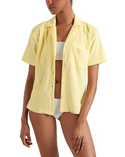Hunza G Womens Butter Cuban Short-sleeve Terry Toweling Shirt In Yellow