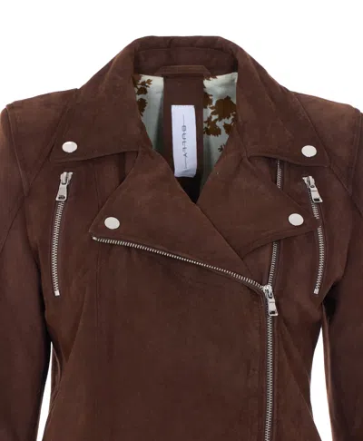 Bully Suede Biker Jacket In Brown