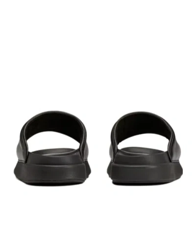 Y-3 Plain Leather Slides In Black