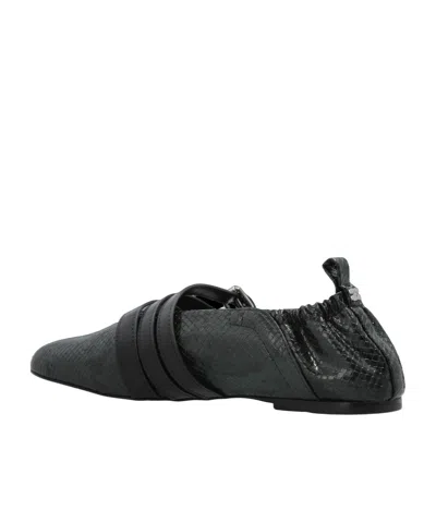 Ganni Printed Synthetic Leather Ballerinas With Rubber Sole In Black