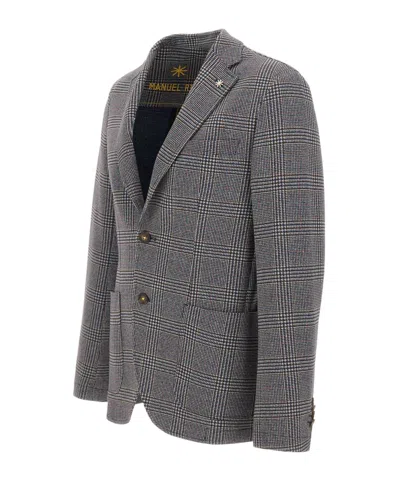Manuel Ritz Houndstooth-pattern Blazer In Gray