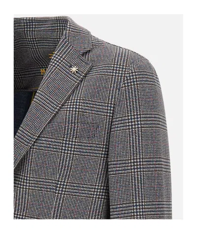 Manuel Ritz Houndstooth-pattern Blazer In Gray