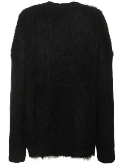 Junya Watanabe Wool Patchwork Oversized Knit Sweater In Black