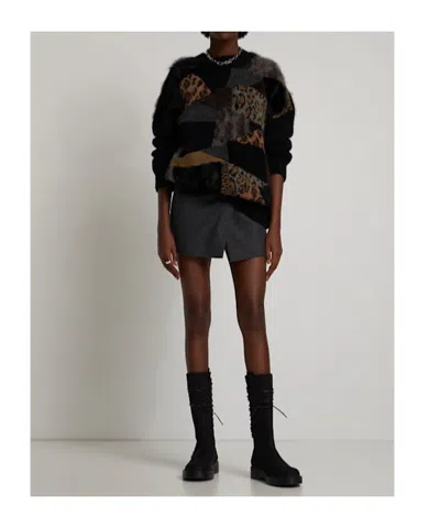 Junya Watanabe Wool Patchwork Oversized Knit Sweater In Black