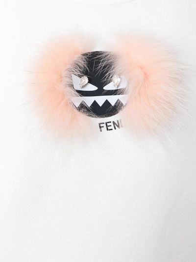 Shop Fendi Wonders Fox Trim Monster Sweatshirt In White