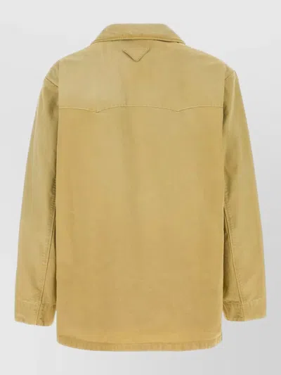 Prada Cotton Jacket Collared Design Four Pockets In Multi