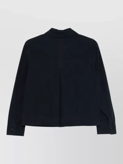Woolrich Cotton Overshirt Regular Fit Patch Pockets In Blue