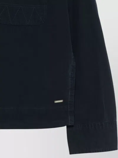 Woolrich Cotton Overshirt Regular Fit Patch Pockets In Blue