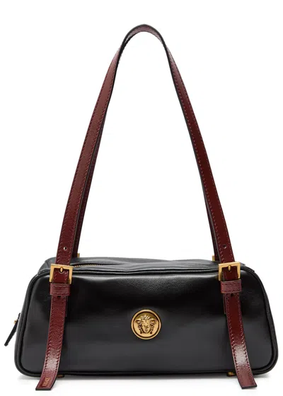 Versace Rectangular Handbag In Smooth Silk And Nylon In Black